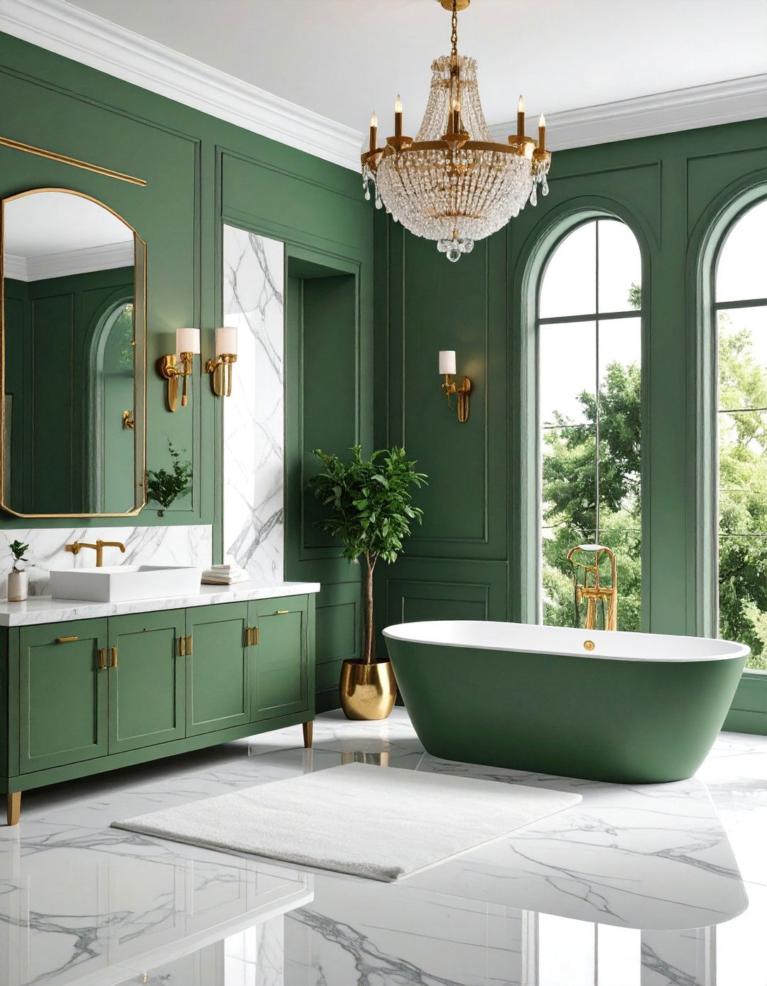 Sage Green Bathroom with Marble Elegance - 25 Sage Green Bathroom Ideas
