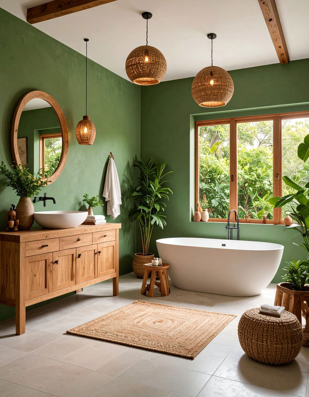 Sage Green Bathroom with Natural Tranquility - 25 Mexican Interior Paint Colors