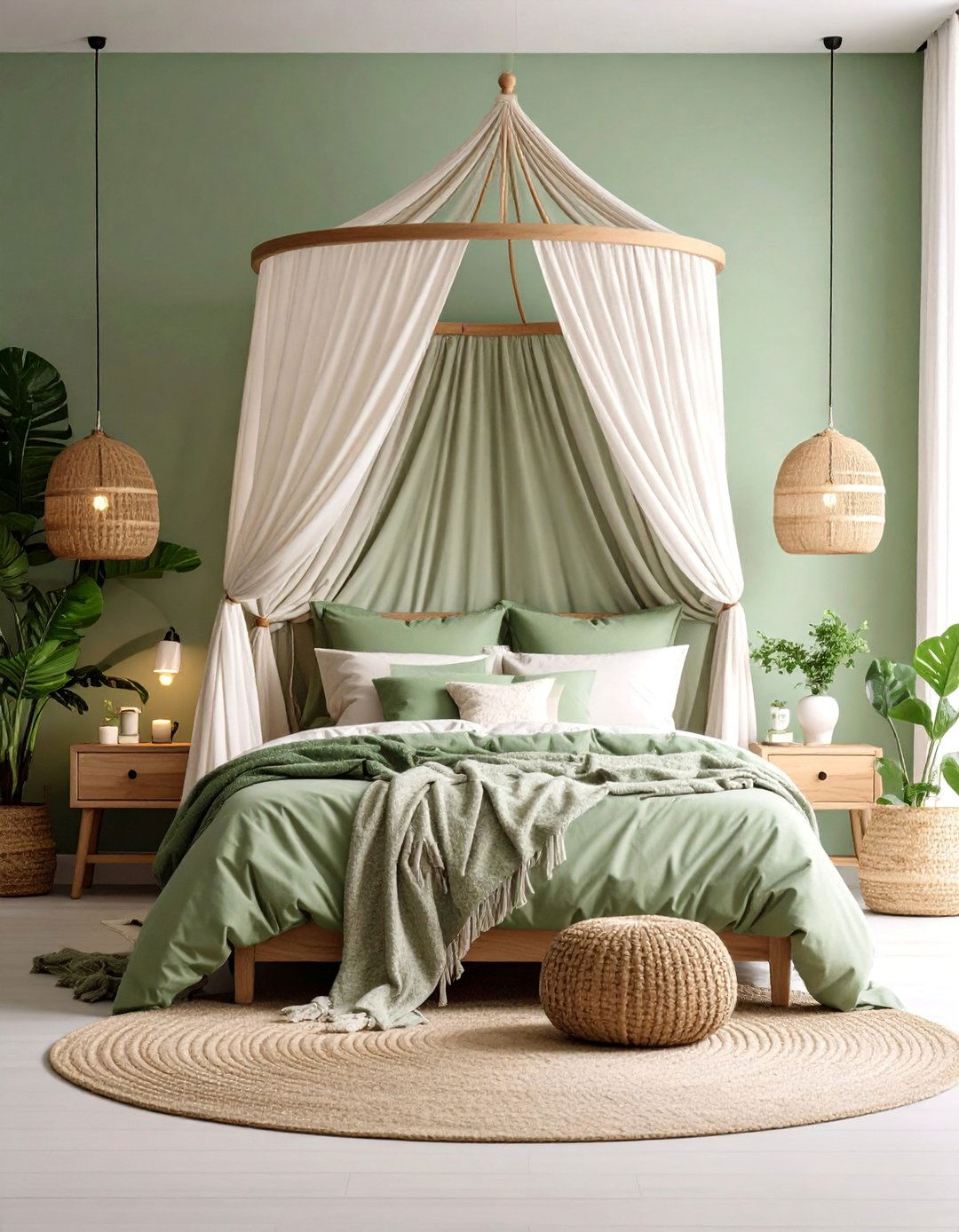 Sage Green Bedroom with Canopy Bed - 25 Sage Green Paint Color Ideas