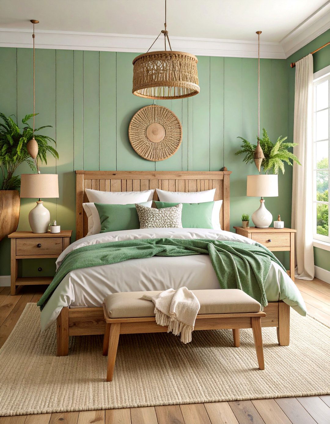 Sage Green Bedroom with Coastal Elements - 25 Sage Green Bedroom Ideas