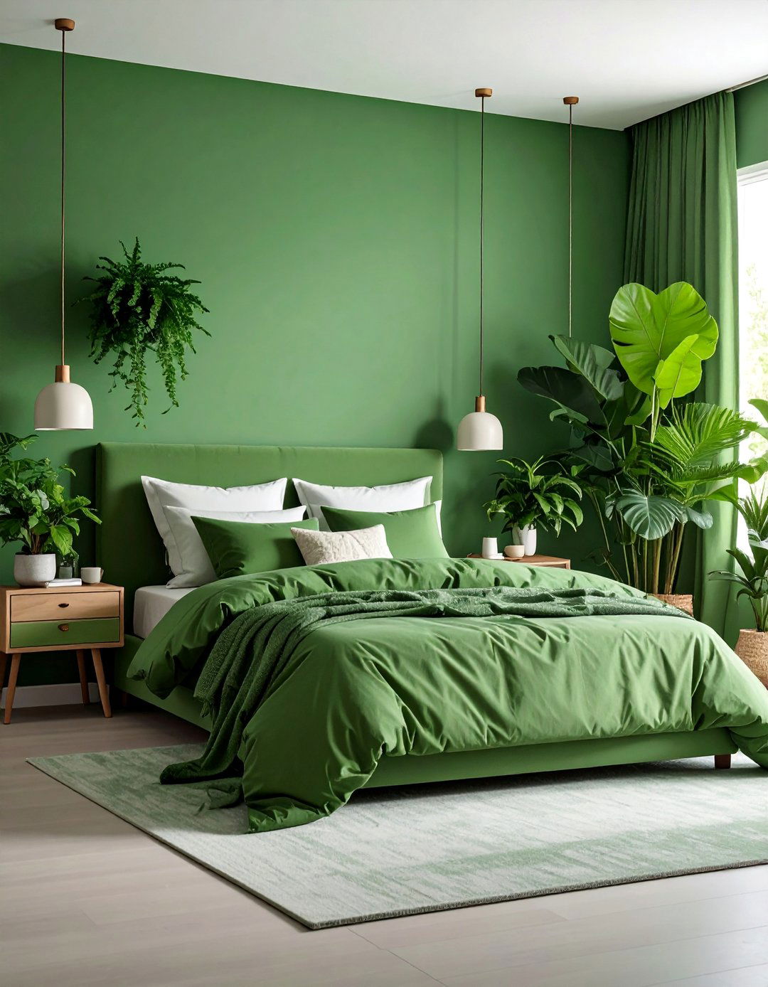 Sage Green Bedroom with Monochromatic Green Scheme - 25 Sage Green Bedroom Ideas