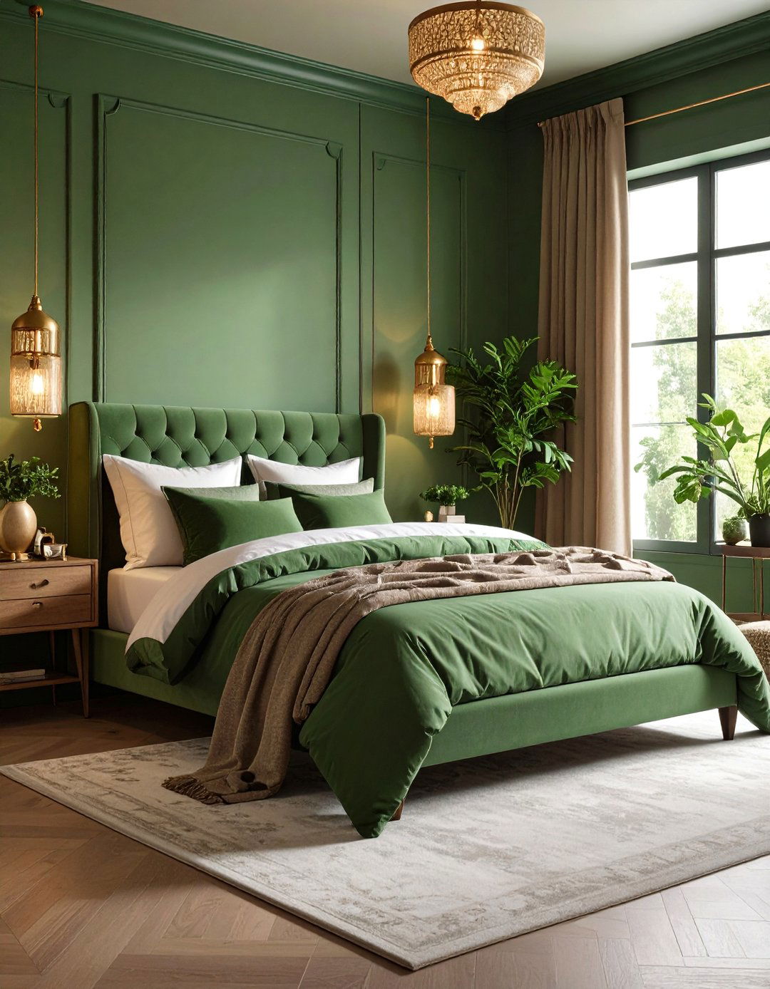Sage Green Bedroom with Vintage Brass Fixtures - 25 Sage Green Bedroom Ideas