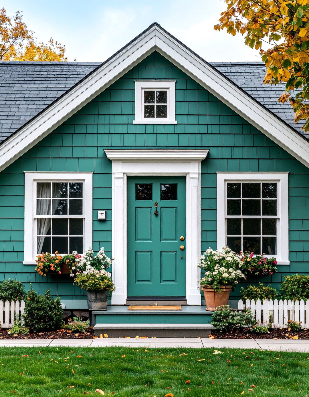 Sage Green Colonial with Symmetrical Features - 25 Sage Green House Exterior Ideas