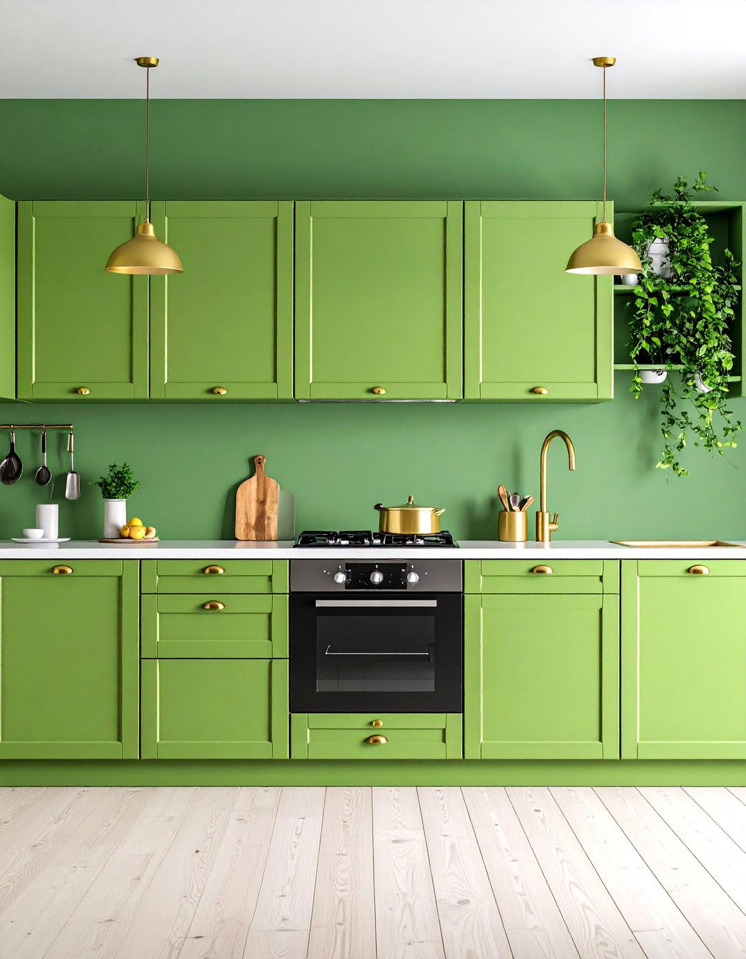 Sage Green Color Drenched Kitchen Cabinets - 25 Kitchen Cabinet Ideas