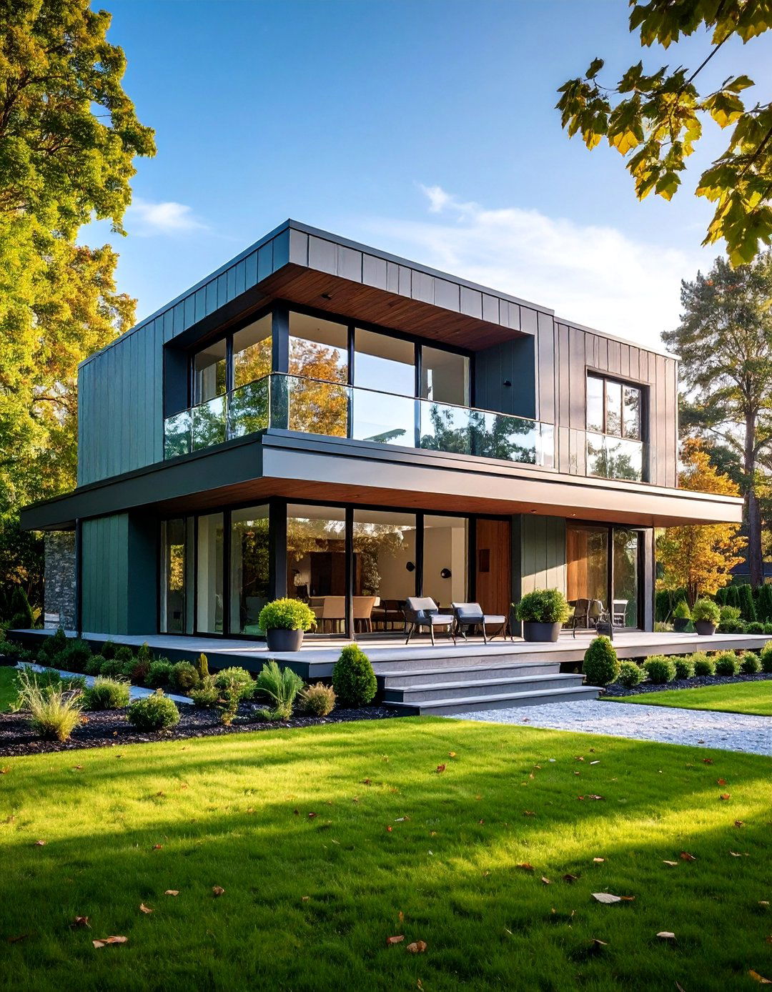 Sage Green Contemporary with Metal Roof - 25 Sage Green House Exterior Ideas