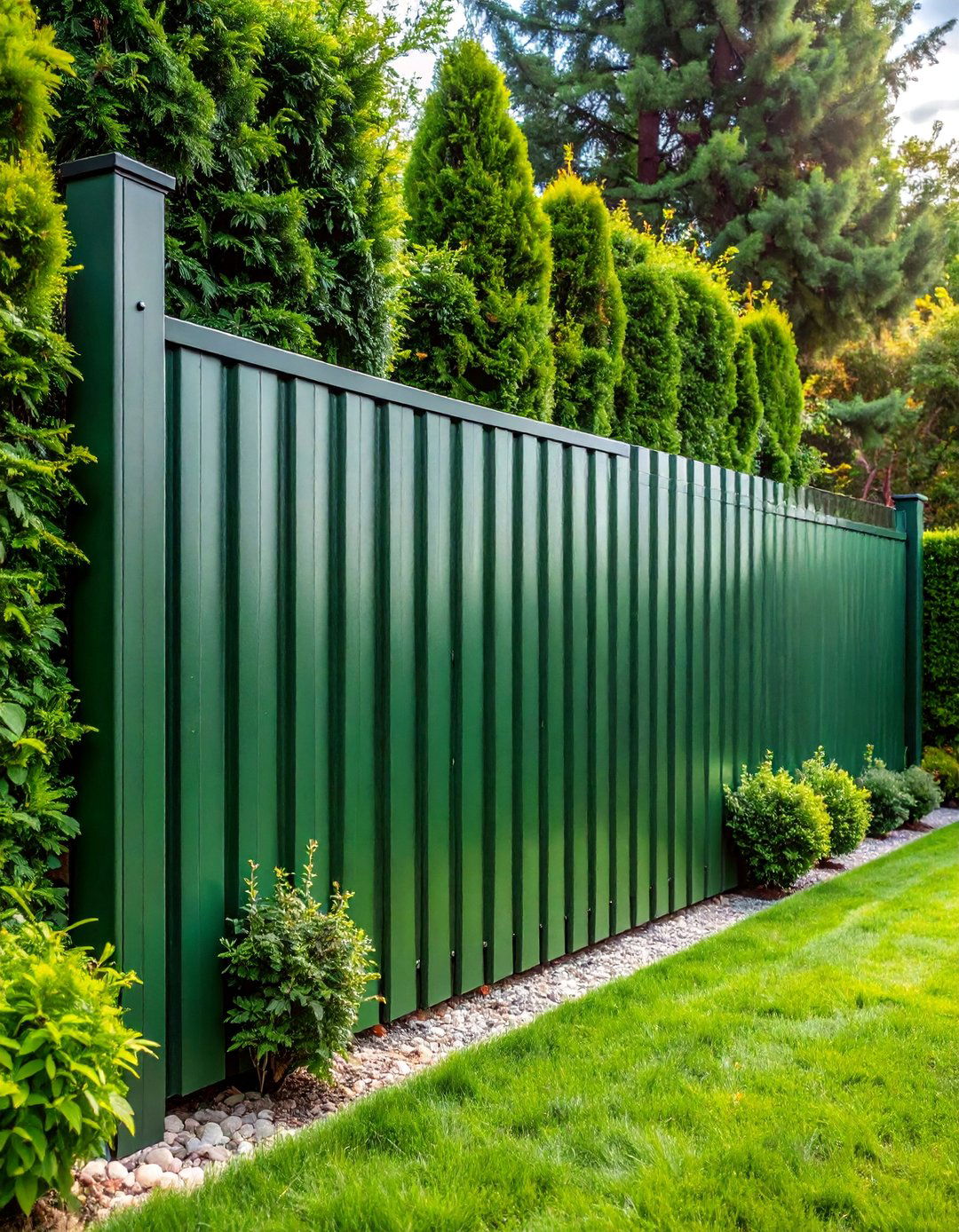 Sage Green Corrugated Metal Industrial Fence - 25 Sage Green Garden Fence Ideas