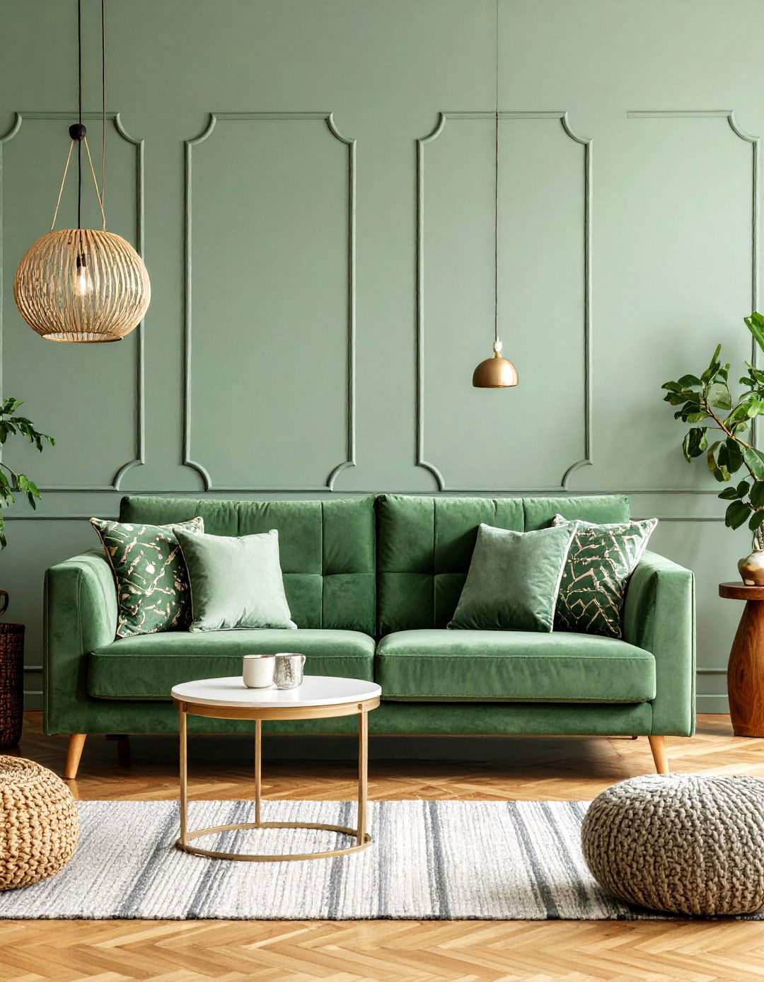 Sage Green Couch with Maximalist Decor - 25 sage green couch living room ideas