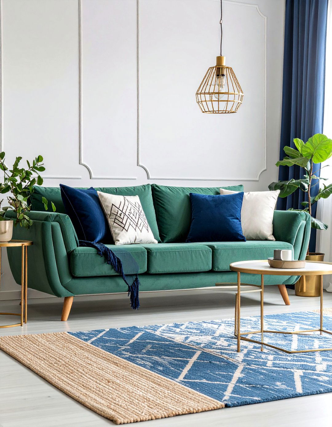 Sage Green Couch with Navy Blue Contrast - 25 sage green couch living room ideas