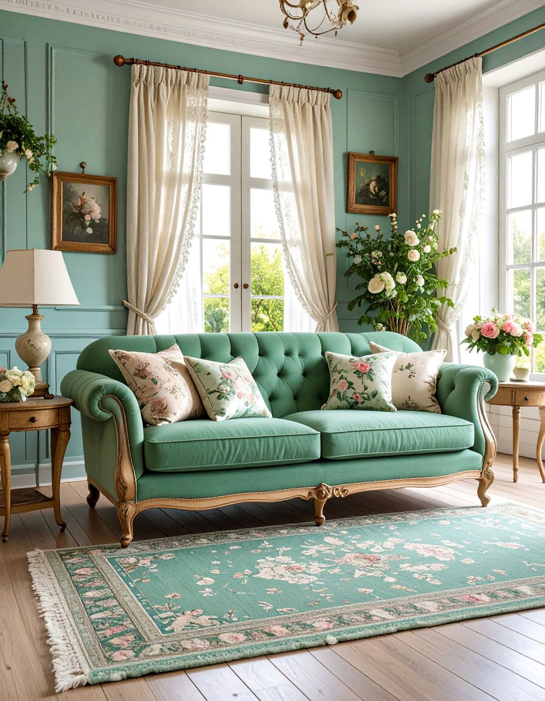 Sage Green Couch with Romantic Cottage Style - 25 sage green couch living room ideas