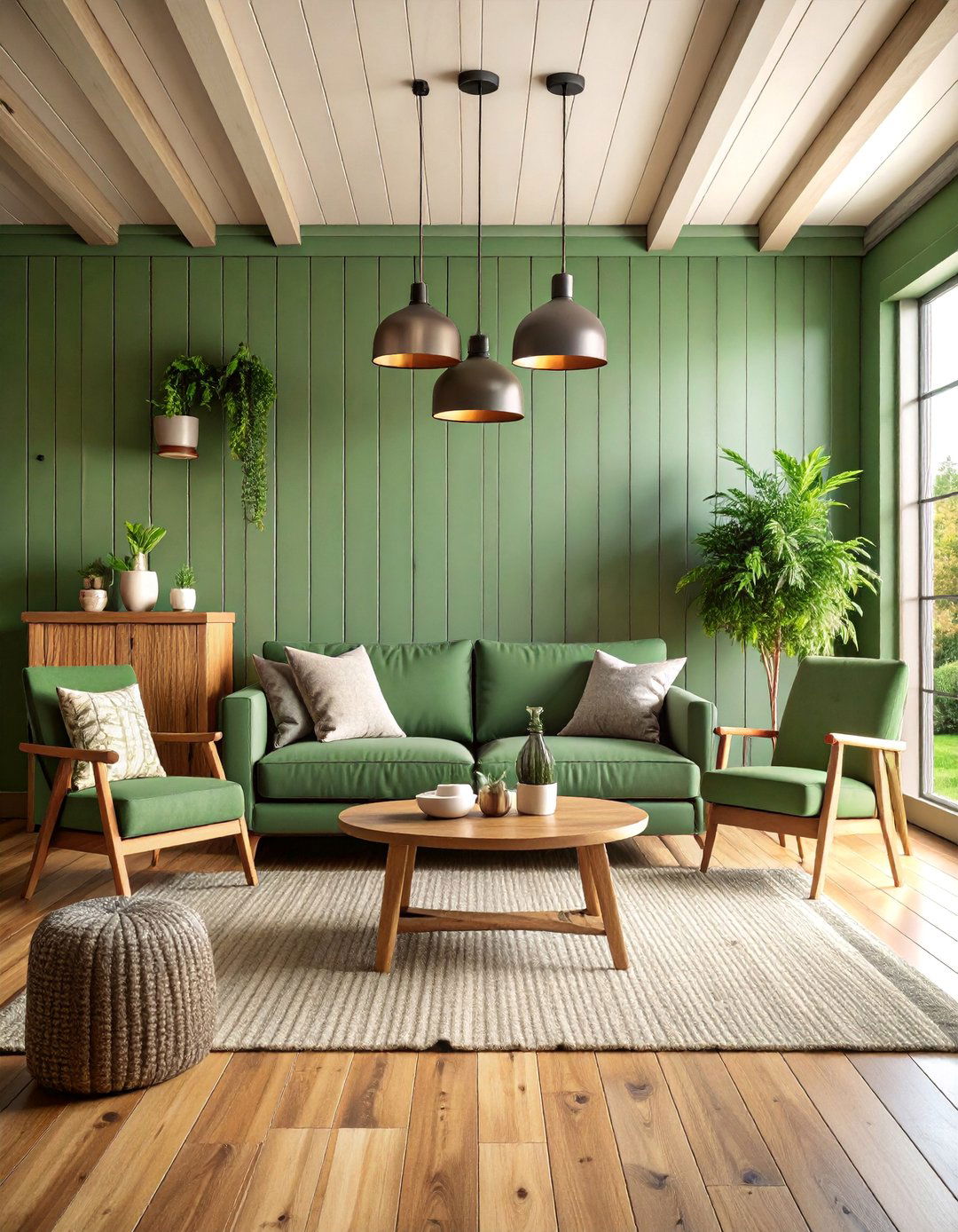 Sage Green Farmhouse Living Room with Shiplap - 25 Sage Green Living Room Ideas