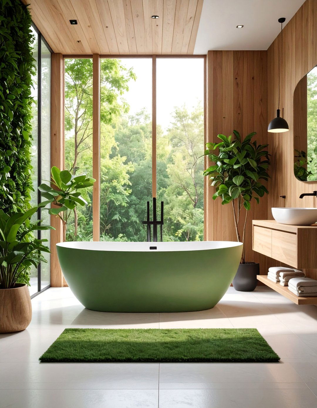 Sage Green Freestanding Tubs - 25 black, white and green bathroom ideas