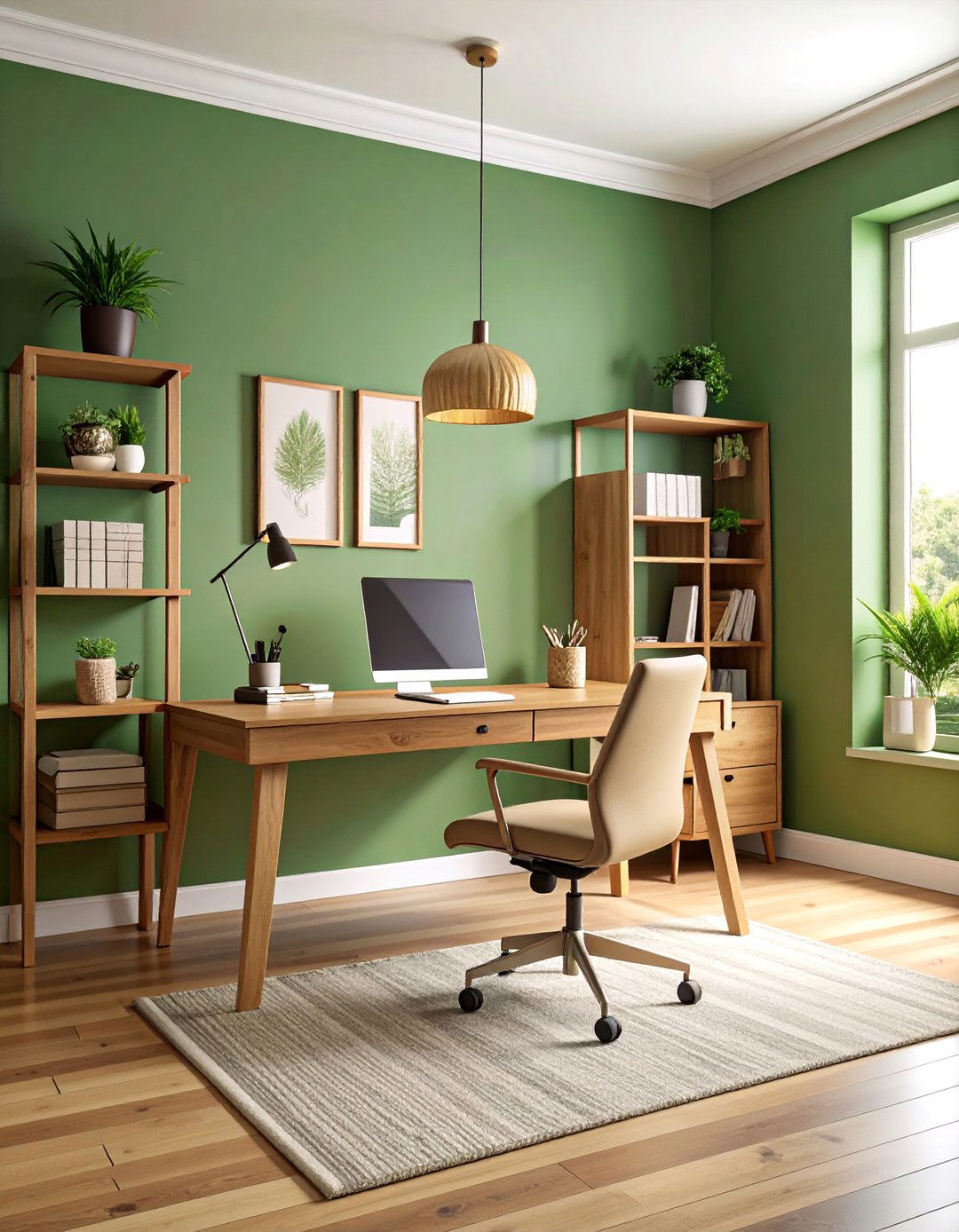 Sage Green Home Office - 25 1990s Interior Design Ideas