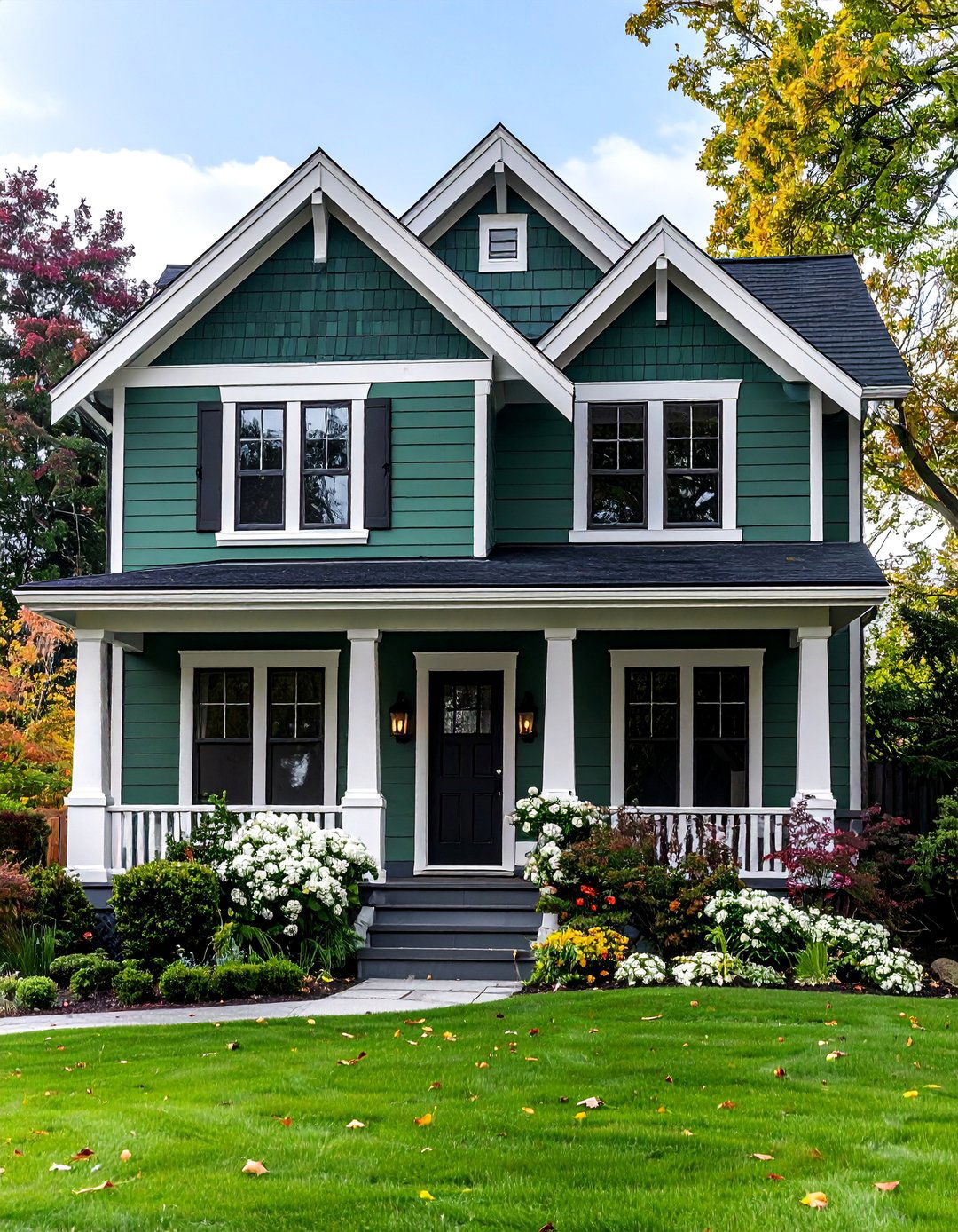 Sage Green House with Black and White Trim Combination - 25 Sage Green House With Black Trim Ideas