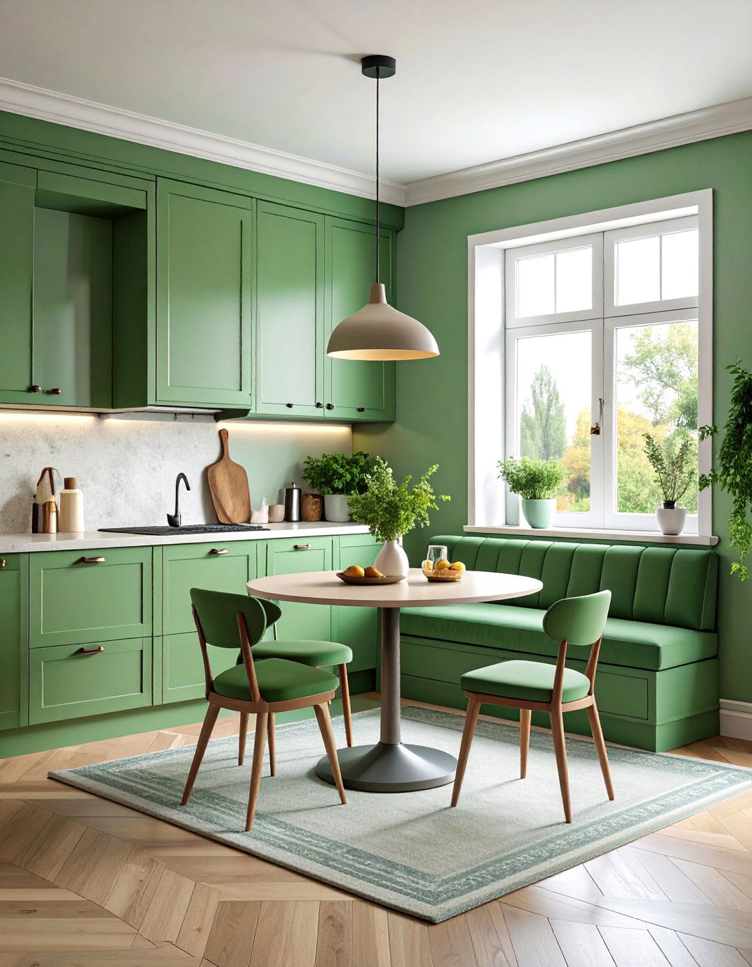 Sage Green Kitchen with Breakfast Nook - 25 Sage Green Kitchen Ideas