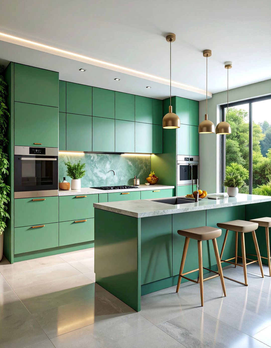 Sage Green Kitchen with Integrated Appliances - 25 Sage Green Kitchen Ideas