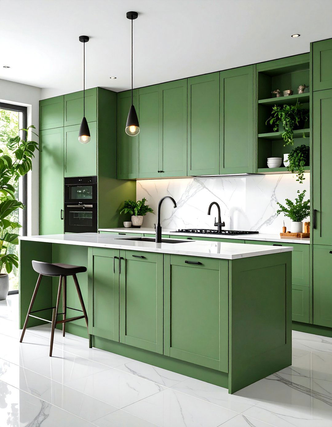 Sage Green Kitchen with Matte Black Hardware - 25 Sage Green Kitchen Ideas