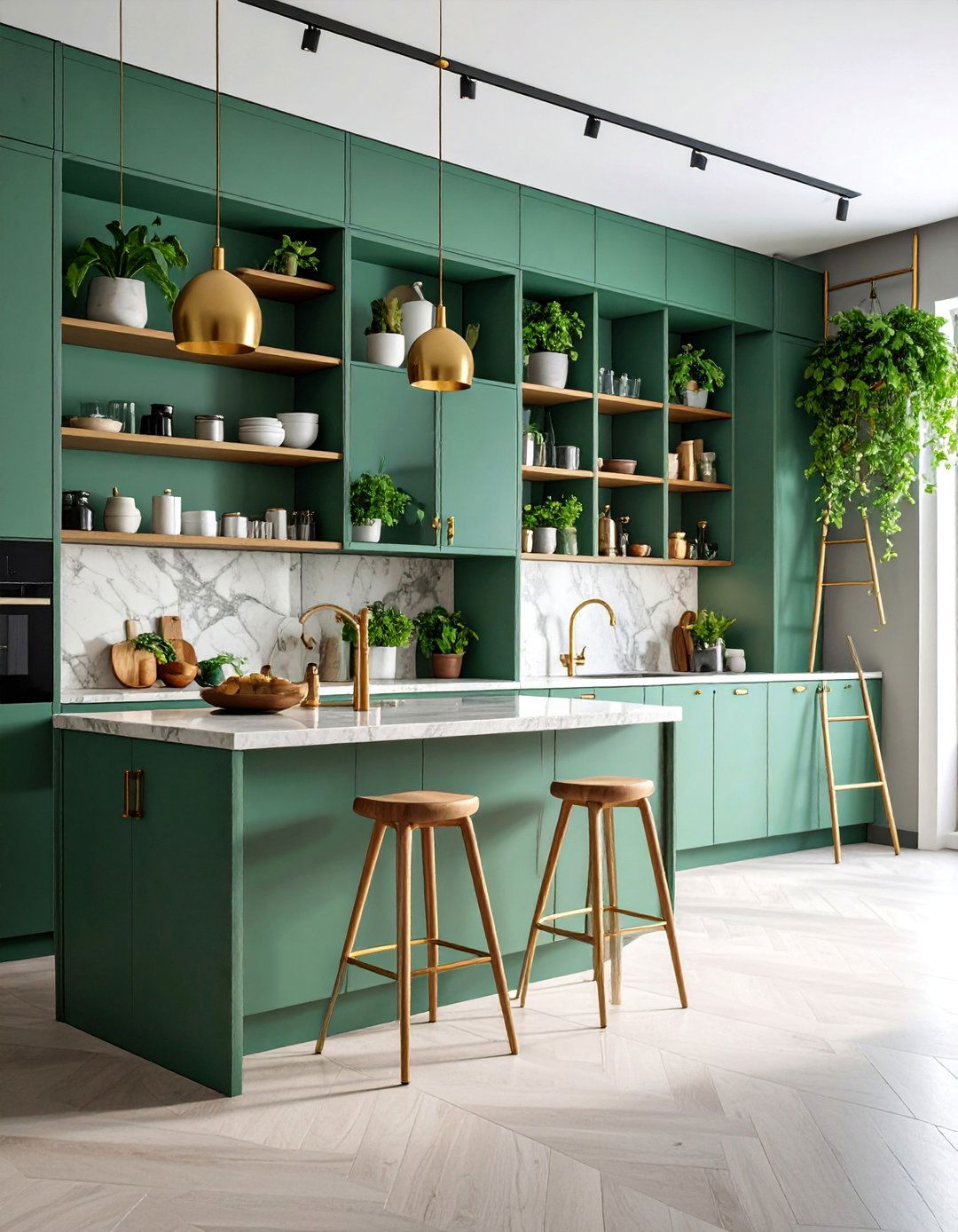 Sage Green Kitchen with Pantry Wall - 25 Sage Green Kitchen Ideas