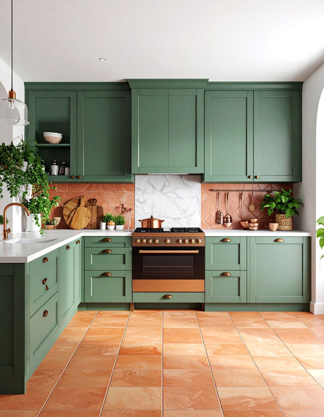 Sage Green Kitchen with Terracotta Accents - 25 Sage Green Kitchen Ideas