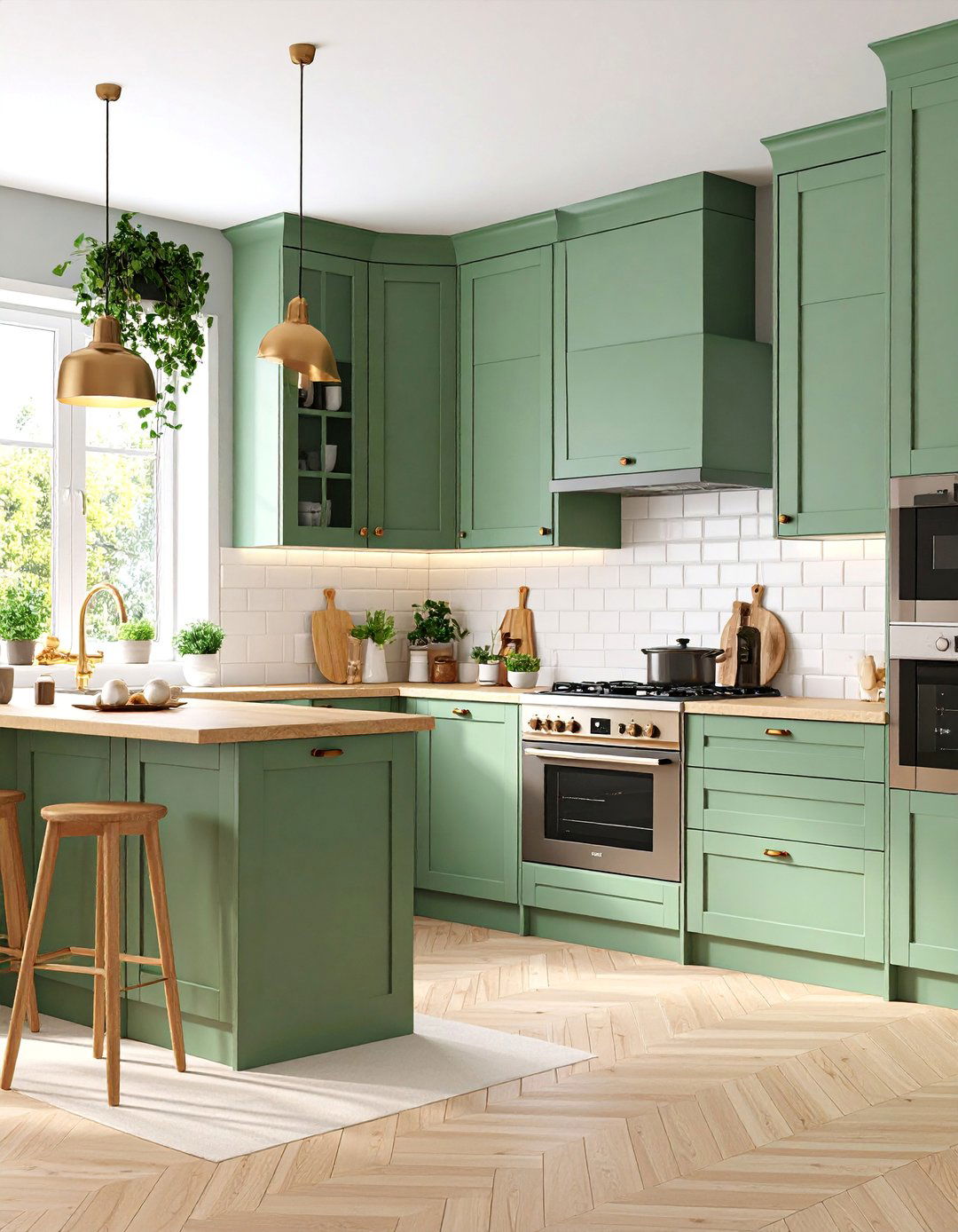 Sage Green Kitchen with White Upper Cabinets - 25 Sage Green Kitchen Ideas
