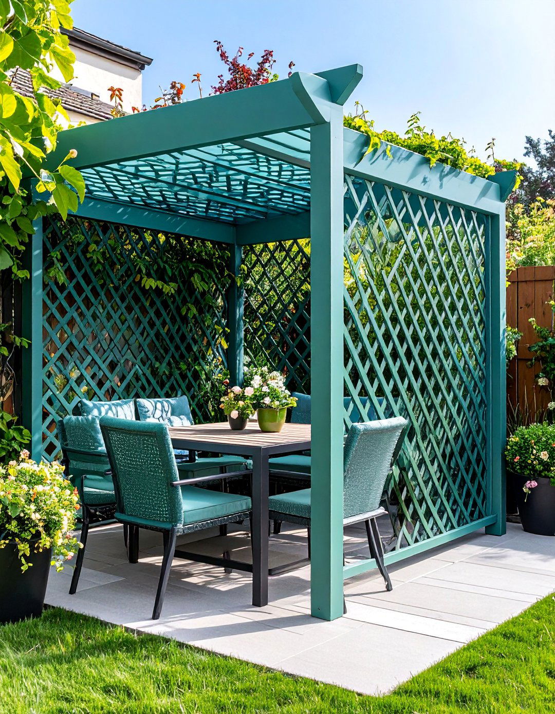 Sage Green Lattice Privacy Screen - 25 Sage Green Garden Fence Ideas