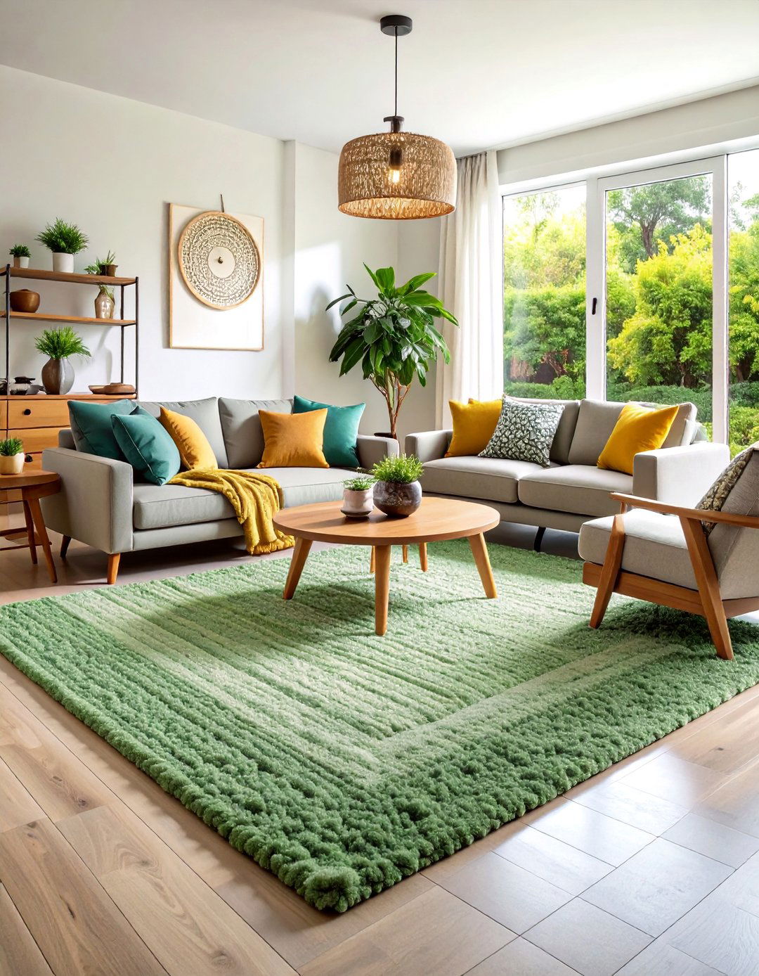 Sage Green Living Room with Large Area Rug - 25 Sage Green Living Room Ideas