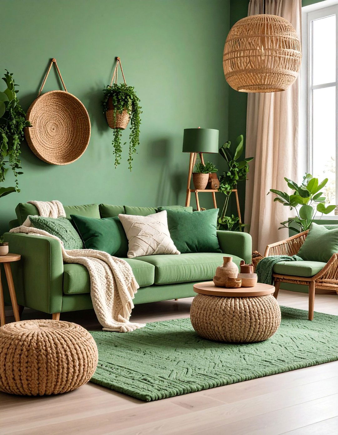 Sage Green Living Room with Mixed Textures - 25 Sage Green Living Room Ideas