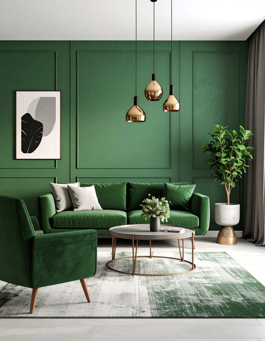 Sage Green Living Room with Textured Plaster Walls - 25 Sage Green Living Room Ideas