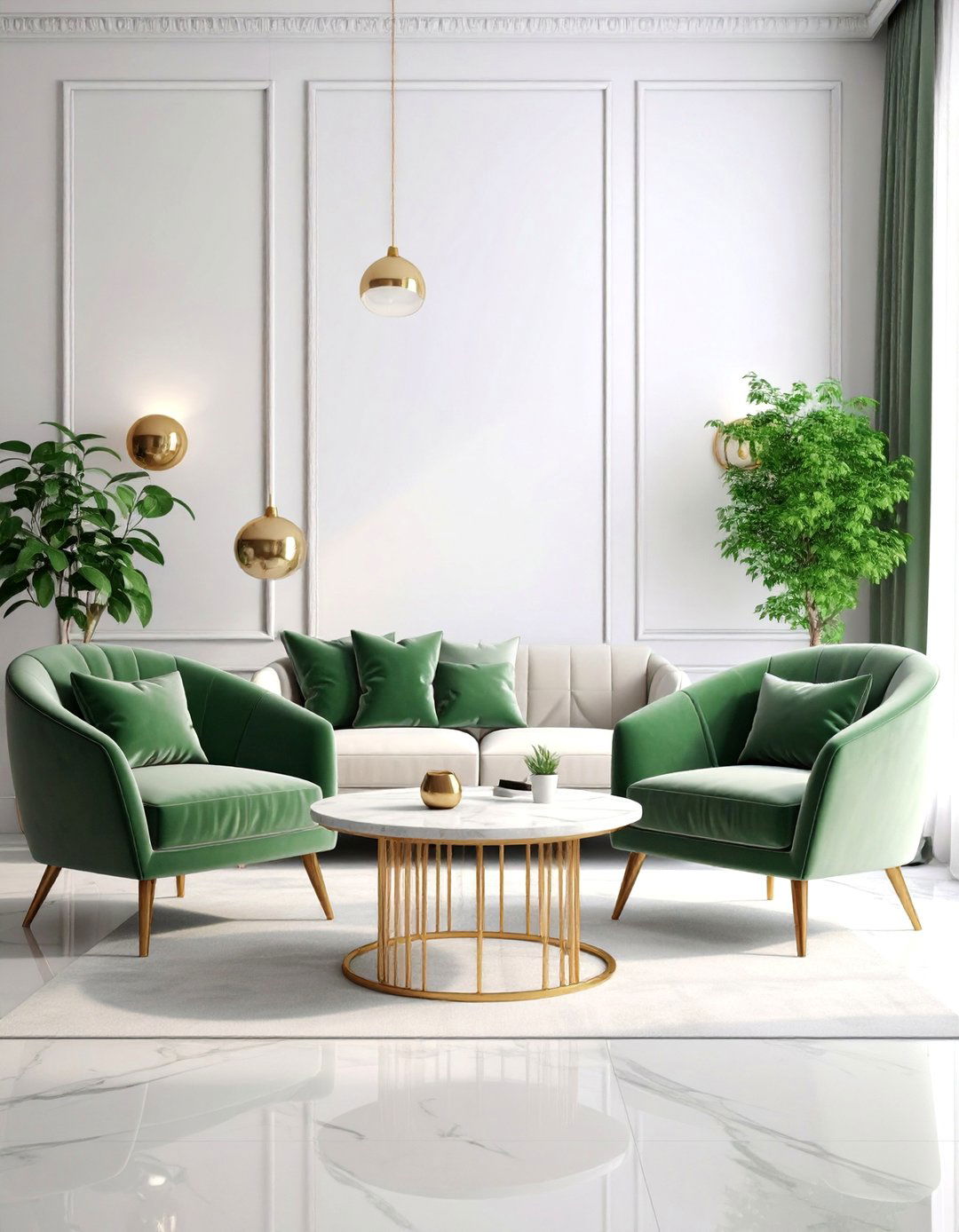 Sage Green Living Room with Velvet Armchairs - 25 Sage Green Living Room Ideas