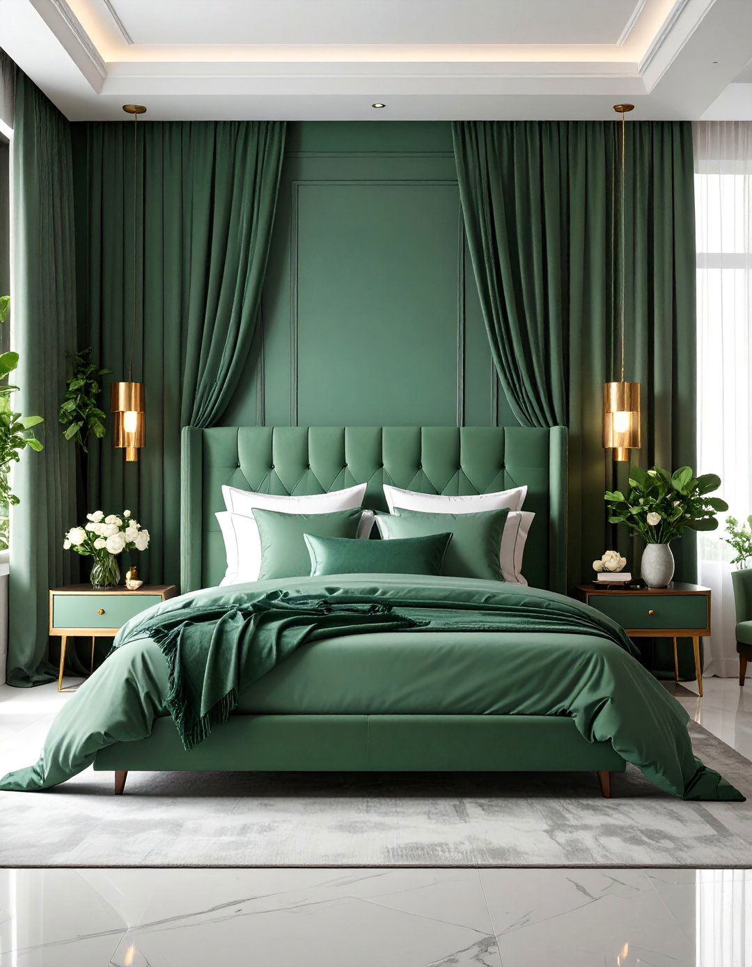 Sage Green Luxury Hotel Suite Bedroom - 25 Light Green Bedroom Ideas
