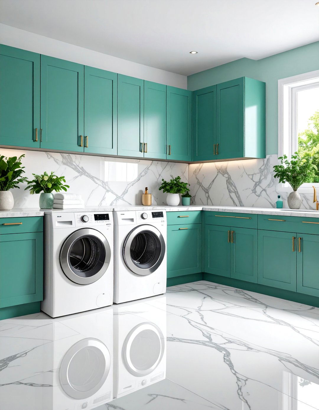 Sage Green Marble Sophistication - 25 Sage Green Laundry Room Ideas