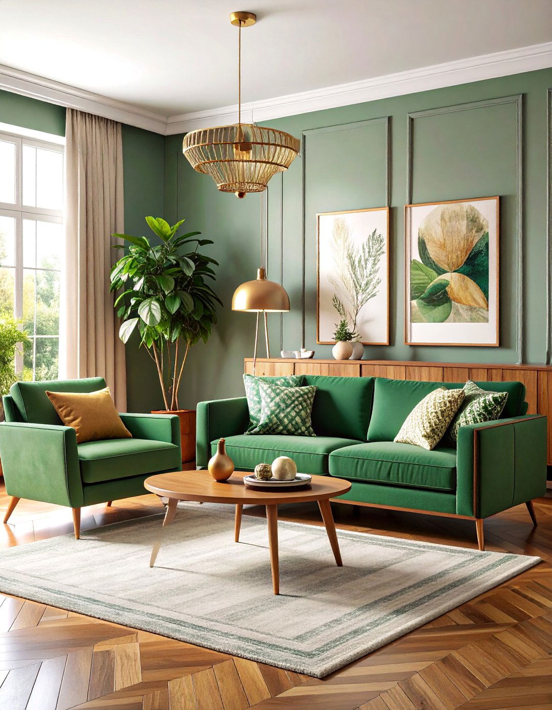Sage Green Mid Century Modern Living Room - 25 Sage Green Living Room Ideas