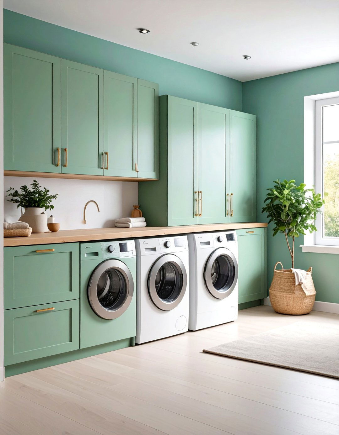 Sage Green Minimalist Scandinavian Style - 25 Sage Green Laundry Room Ideas