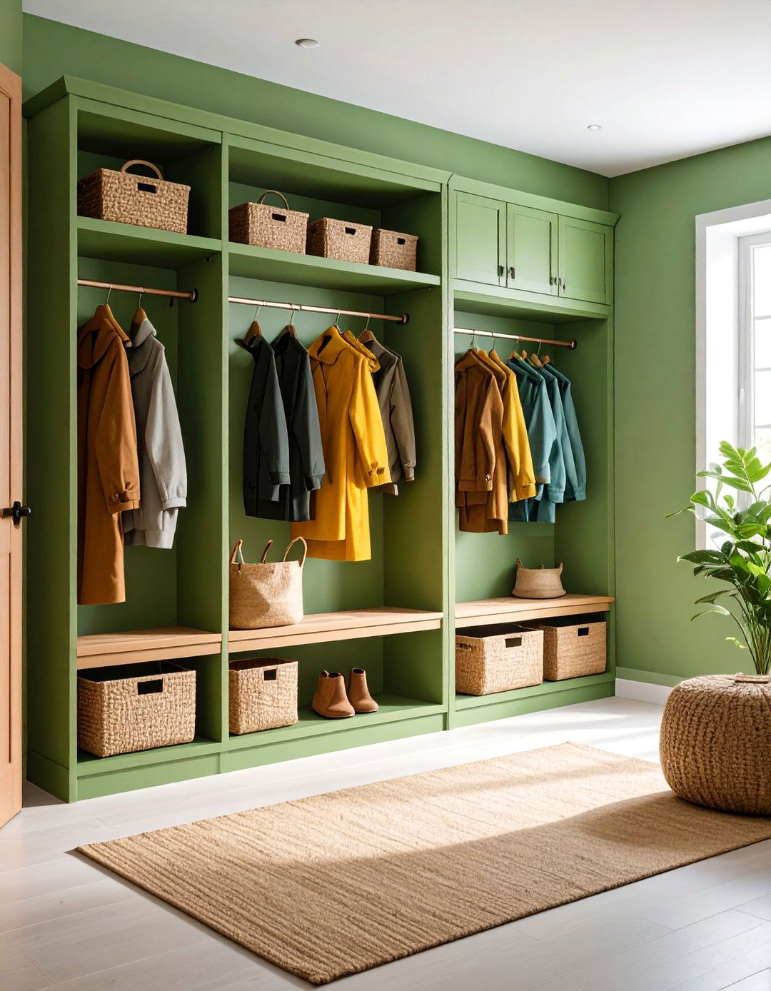 Sage Green Mudroom with Practical Storage - 25 Sage Green Paint Color Ideas