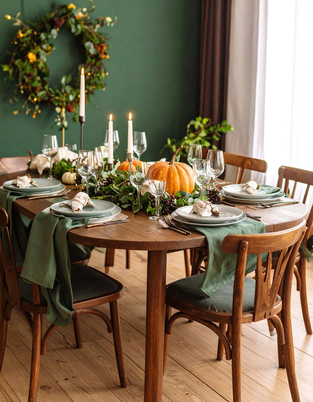 Sage Green Natural Thanksgiving Theme - 25 Thanksgiving Table Settings