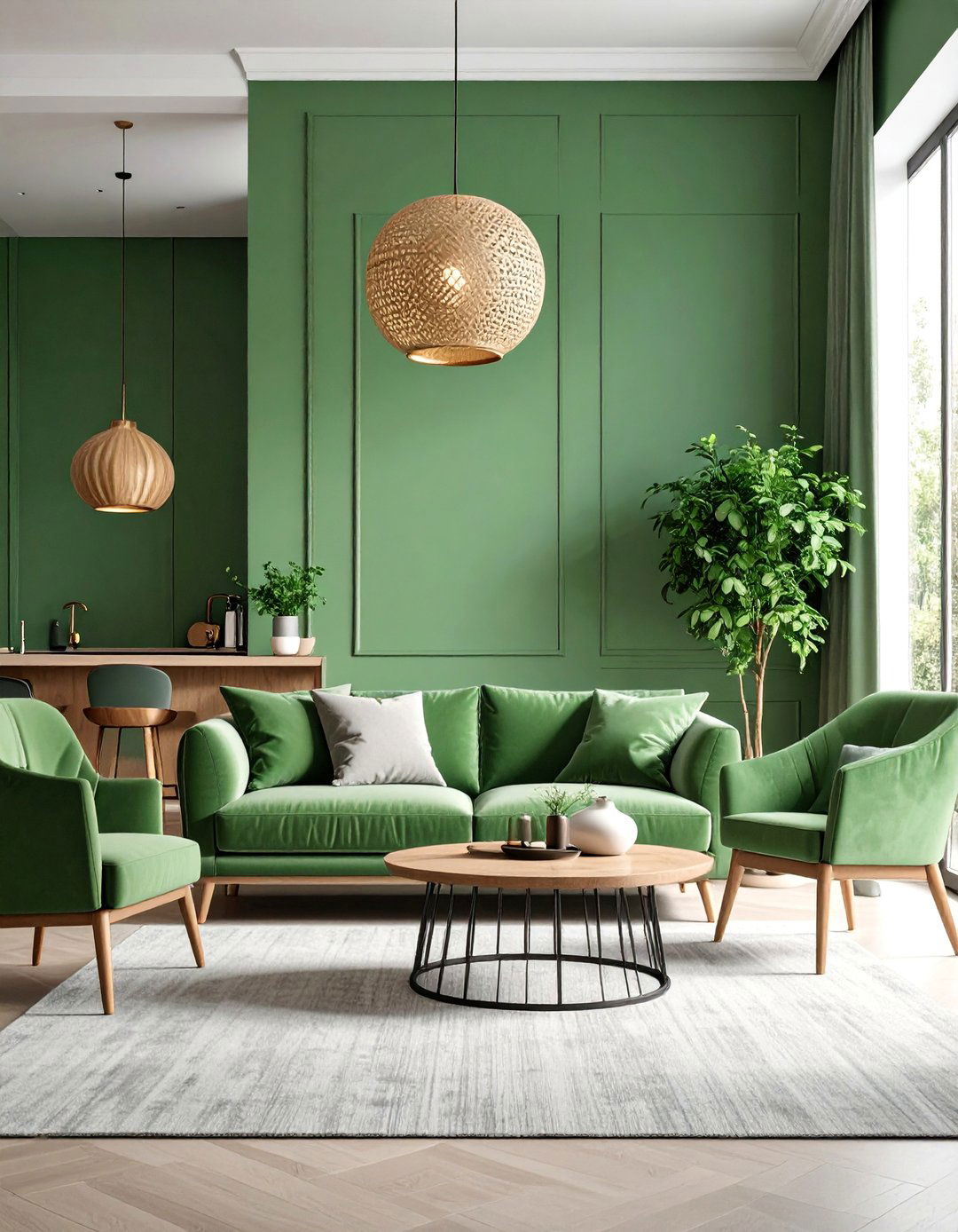 Sage Green Open Concept Living Room - 25 Sage Green Living Room Ideas