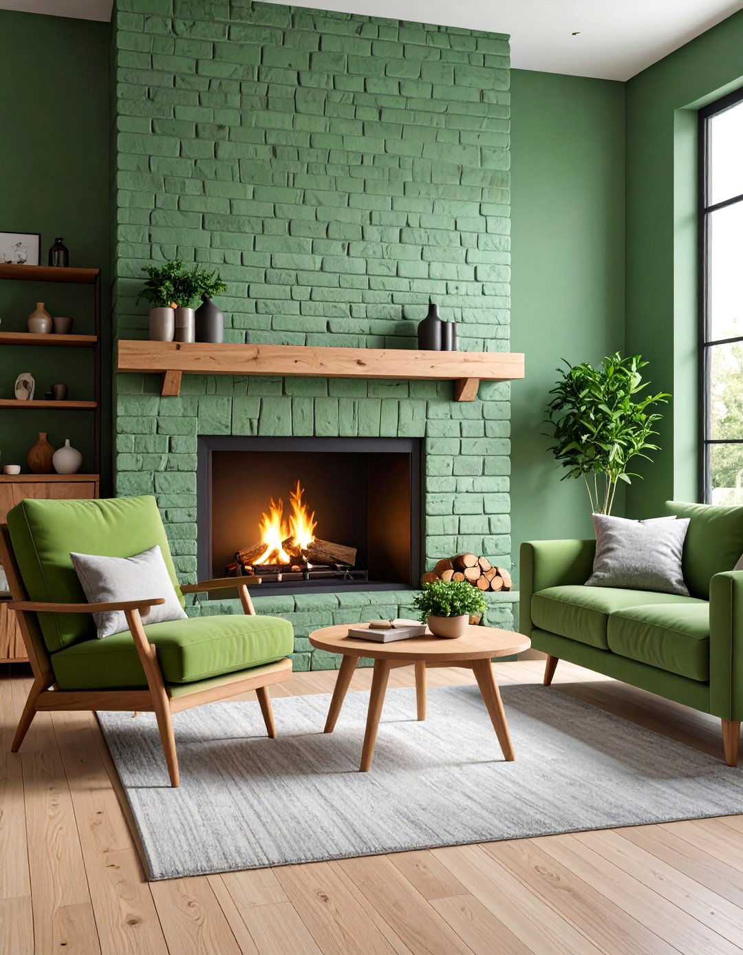 Sage Green Painted Brick Fireplace - 25 Painted Brick Fireplace Ideas