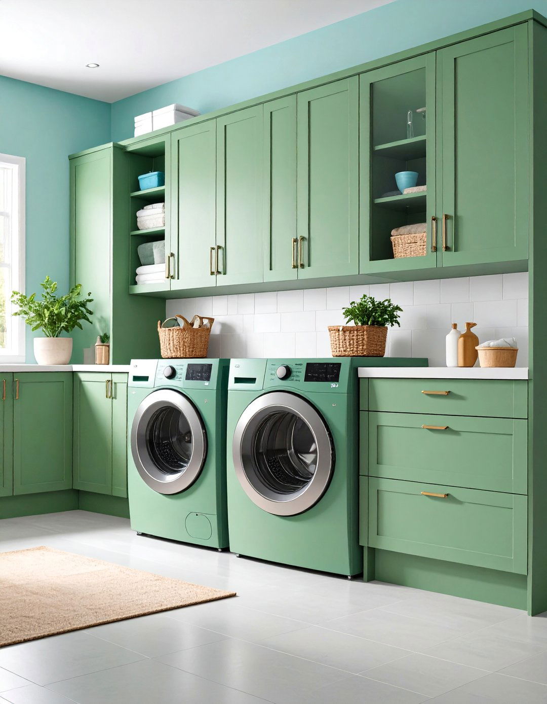 Sage Green Pantry Extension Storage - 25 Sage Green Laundry Room Ideas