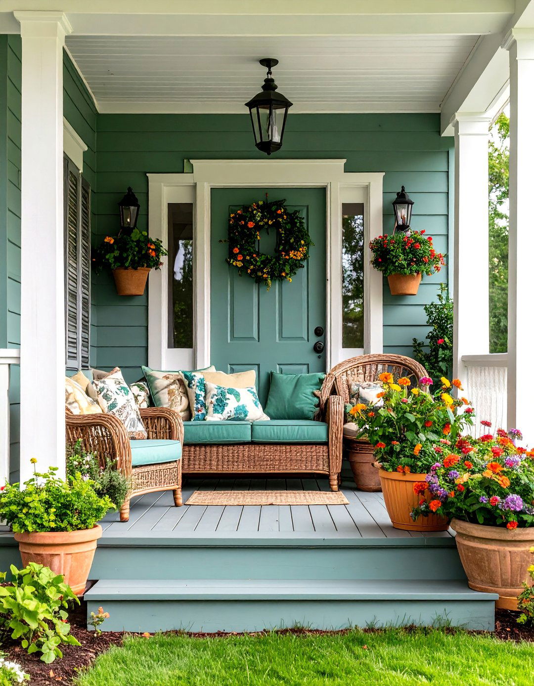 Sage Green Porch with Natural Tranquility - 25 Porch Paint Colors