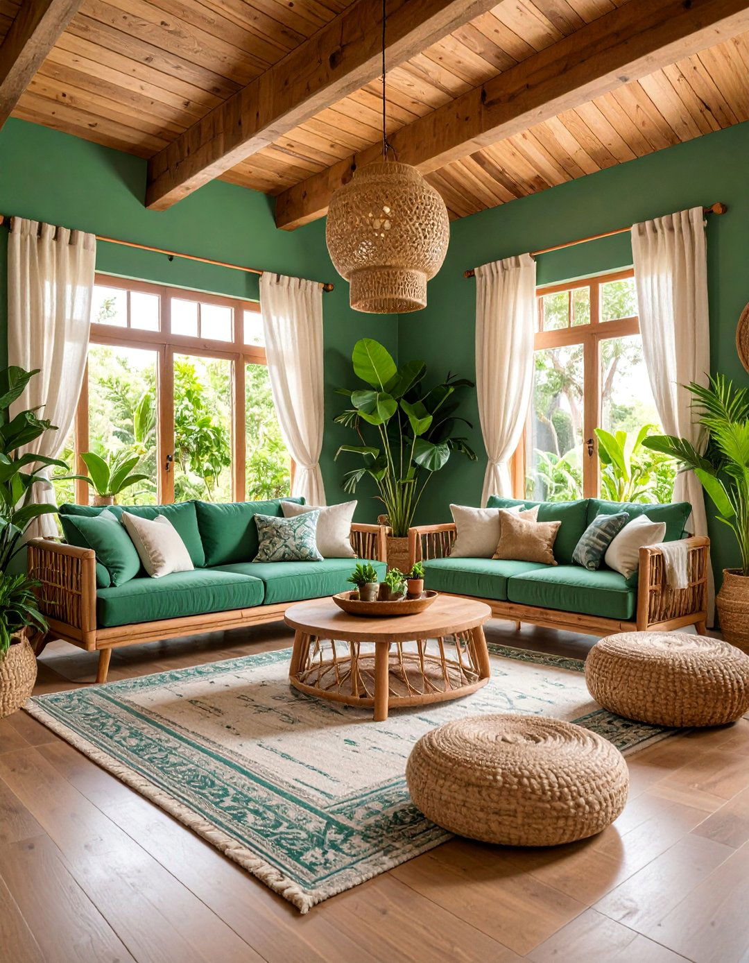 Sage Green Sanctuary with Natural Elements - 25 Living Room Paint Colors
