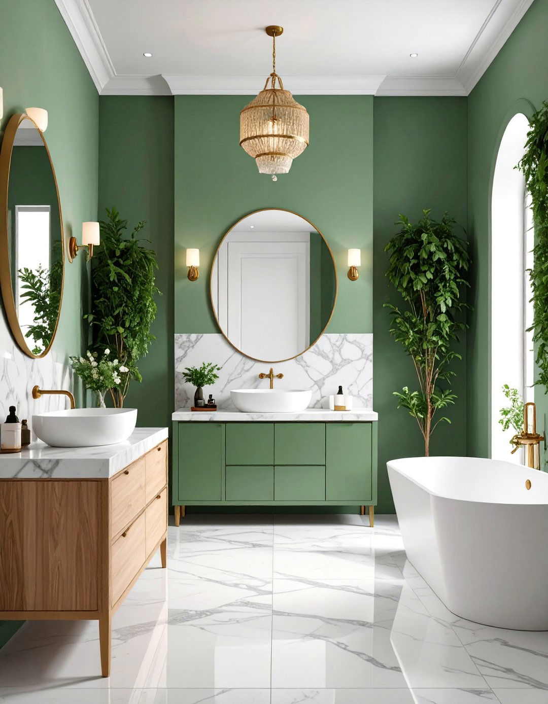 Sage Green Sanctuary with Natural Plaster Walls - 25 Natural Bathroom Ideas