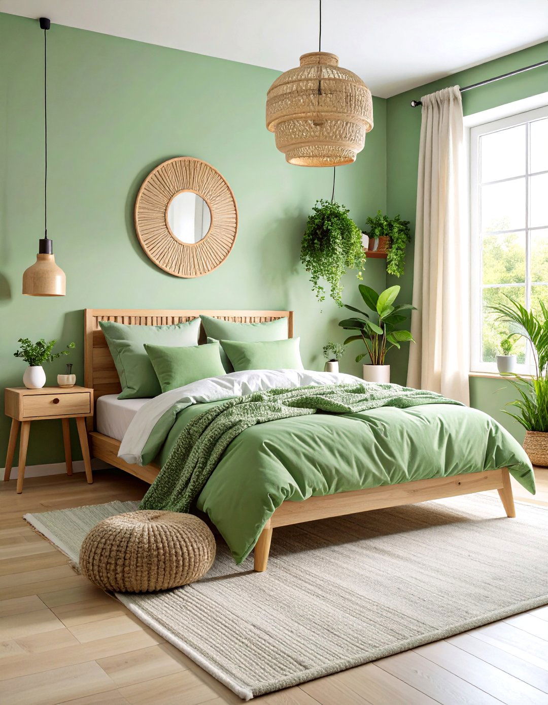 Sage Green Scandinavian Boho - 25 Green Boho Bedroom Ideas