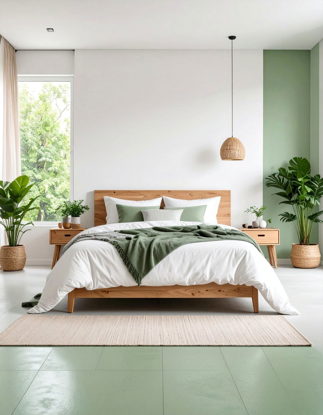 Sage Green Scandinavian Minimalist Floor - 25 Indoor Concrete Floor Paint Ideas