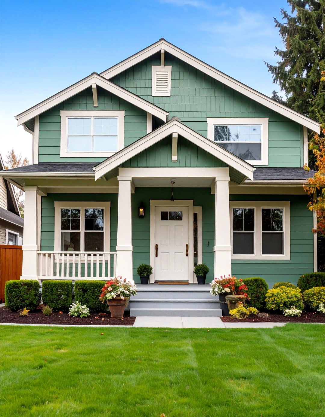 Sage Green Siding with Cream Trim Classic Elegance - 25 Exterior House Color Schemes With Sage Green Siding