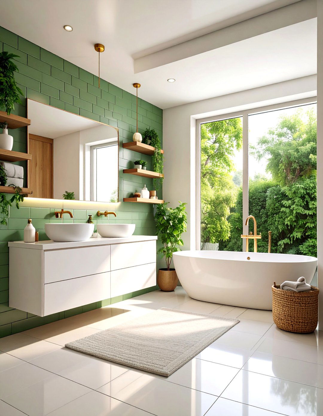 Sage Green Subway Tile Sanctuary - 25 Small Green Bathroom Ideas