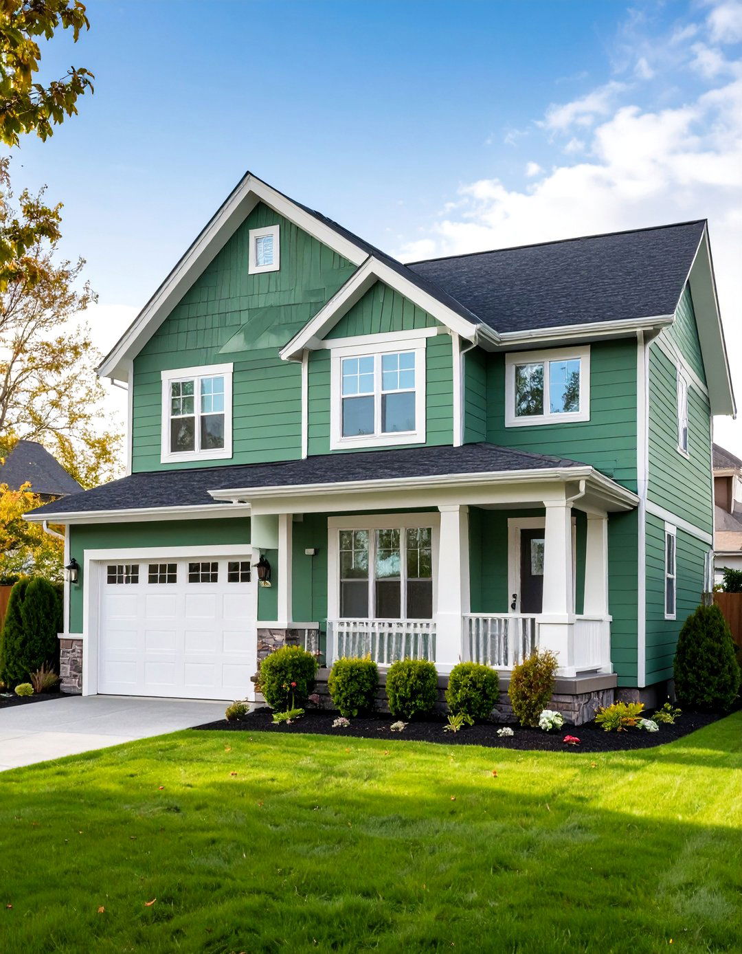 Sage Green Two Tone Multi Level Design - 25 Sage Green House Exterior Ideas