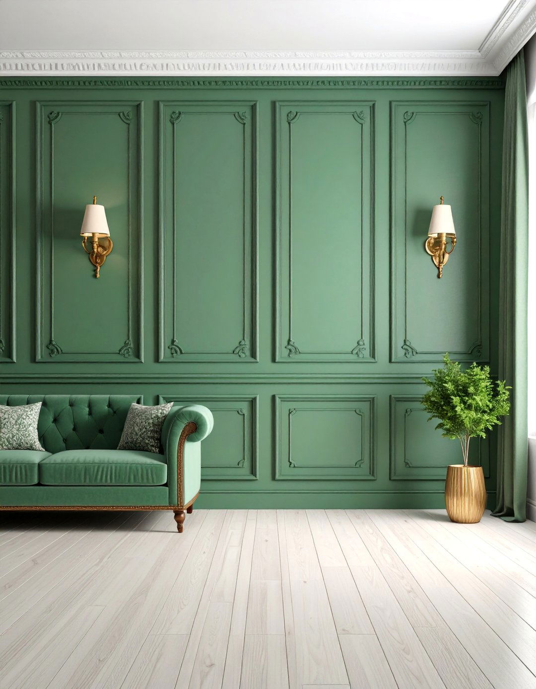 Sage Green Wainscoting with Natural Appeal - 25 Living Room Wainscoting Ideas