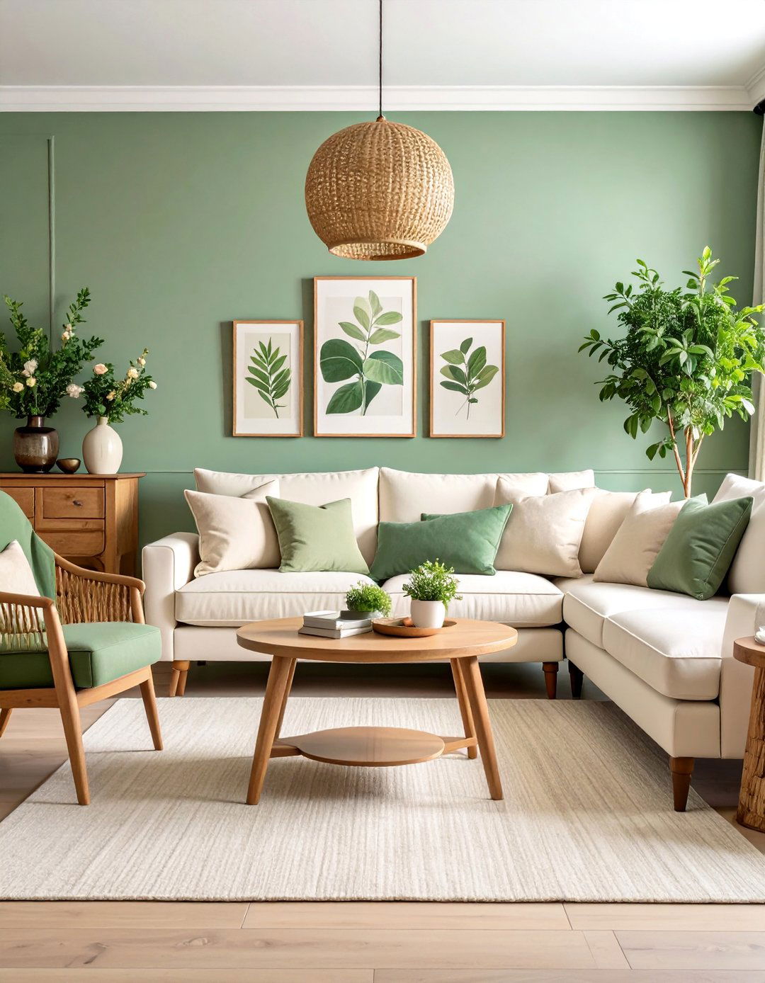 Sage Green and Cream French Country Living Room - 25 French Country Living Room Ideas