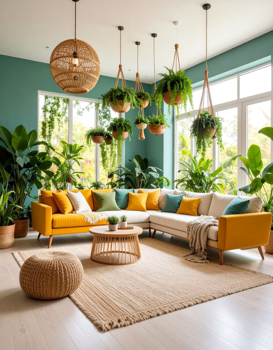 Sage Green and Cream Living Room with Indoor Garden - 25 sage green and cream living room ideas