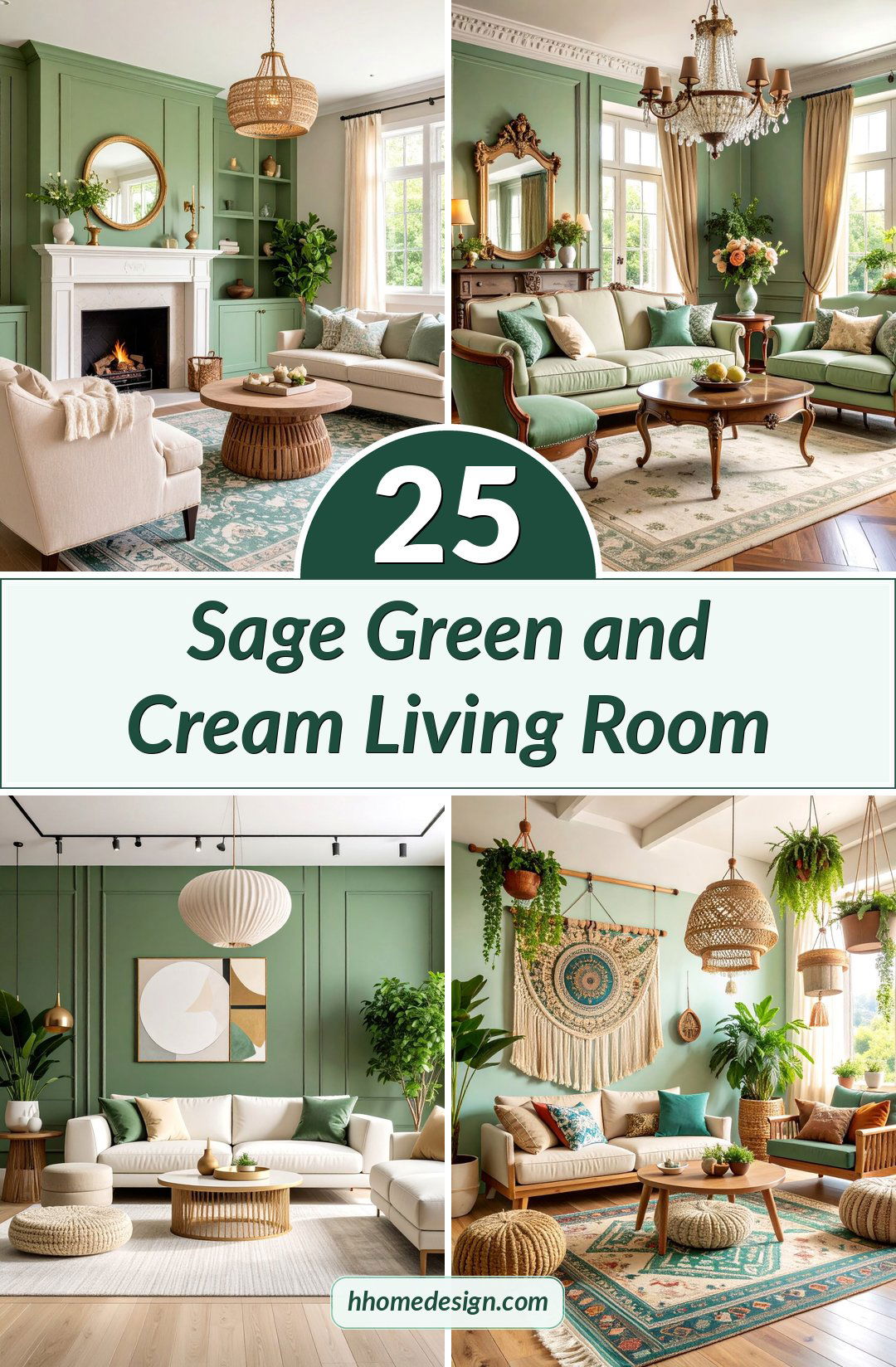 25 Sage Green and Cream Living Room