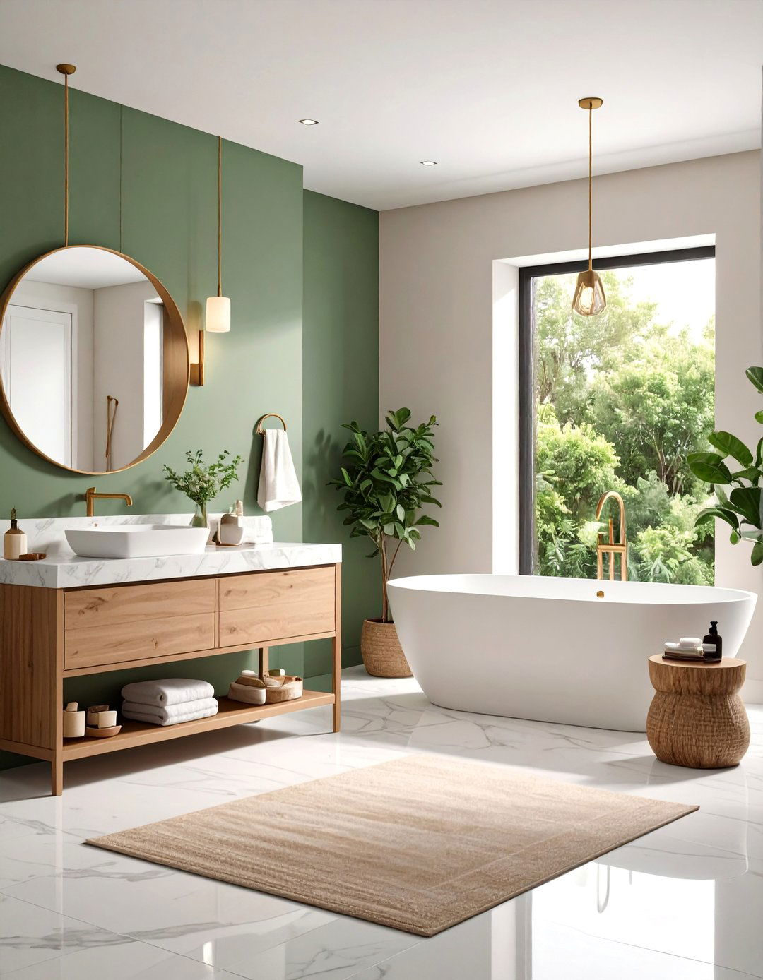 Sage Green and Cream Master Bathroom - 25 Pastel Room Ideas